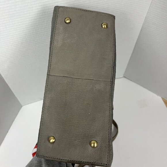 Anthropology Miss Albright Gray Suede Purse Shoulder Strap Boho Handbag Tassels - Picture 6 of 10